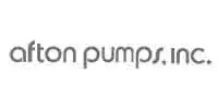The image shows the logo for afton pumps, inc. in lowercase gray text on a white background.