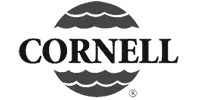 The word CORNELL in bold capital letters is centered over a circle containing three wave-like lines.
