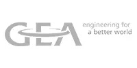 GEA logo with a swoosh through the letters, accompanied by the slogan engineering for a better world on the right.