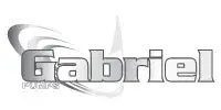 Logo with the word Gabriel in bold, metallic letters and PATAS in small text below, with a stylized swoosh graphic in the background.