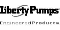 Liberty Pumps logo with the words Engineered Products below, all in black and white.