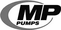 MP Pumps logo featuring large bold MP letters with the word PUMPS underneath, enclosed partially by a crescent-shaped graphic.