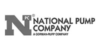 Logo for National Pump Company, a Gorman-Rupp company, featuring a large stylized N next to the company name in bold uppercase letters.