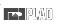Black and white PLAD logo featuring geometric shapes forming the letters PL and the word PLAD in bold outlined text.