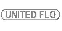 Gray outlined oval with the words UNITED FLO in capital letters centered inside.