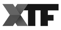 The image shows the letters XTF in bold, with X in shades of gray and TF in black, forming a simple logo on a white background.