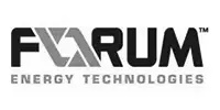 Logo for FLARUM Energy Technologies with stylized text and geometric design.