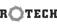 Black and gray logo with bold text ROTECH; the O is stylized as a circular saw blade.