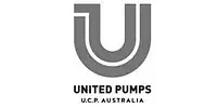 United Pumps logo featuring a stylized U above the text UNITED PUMPS U.C.P. AUSTRALIA in a bold, sans-serif font.