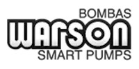 Logo for Warson Smart Pumps with the words Bombas Warson Smart Pumps in bold, stylized black and white text.